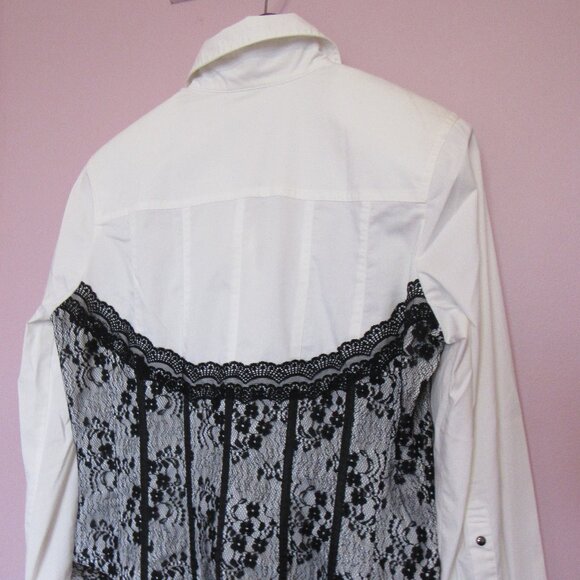 Ross Mayer Blouse, sz. 10, Cotton Blend, White /Black - Picture 5 of 8